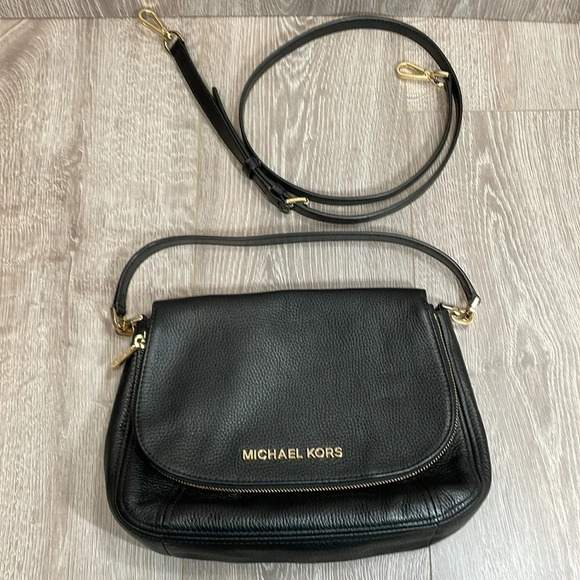 NWOT Michael Kors Bedford Convertible Flap Crossbody Shoulder Bag Black Leather - Picture 3 of 16